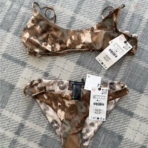 NWOT Zara Earthy Tones Camo Bikini Set